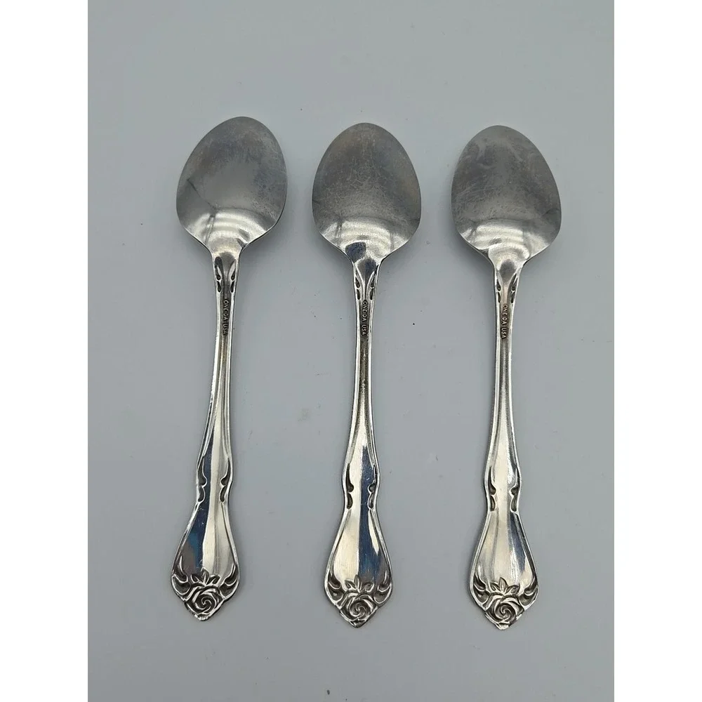 Oneida‎ USA Arbor True Rose Stainless Flatware Lot of 3 Teaspoons 6